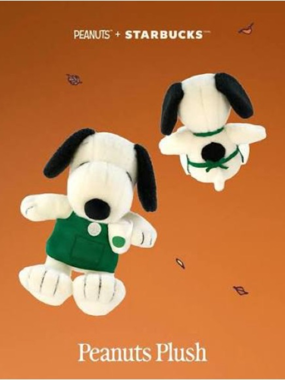 Starbucks Peanuts Snoopy Plush in White, Black & Green